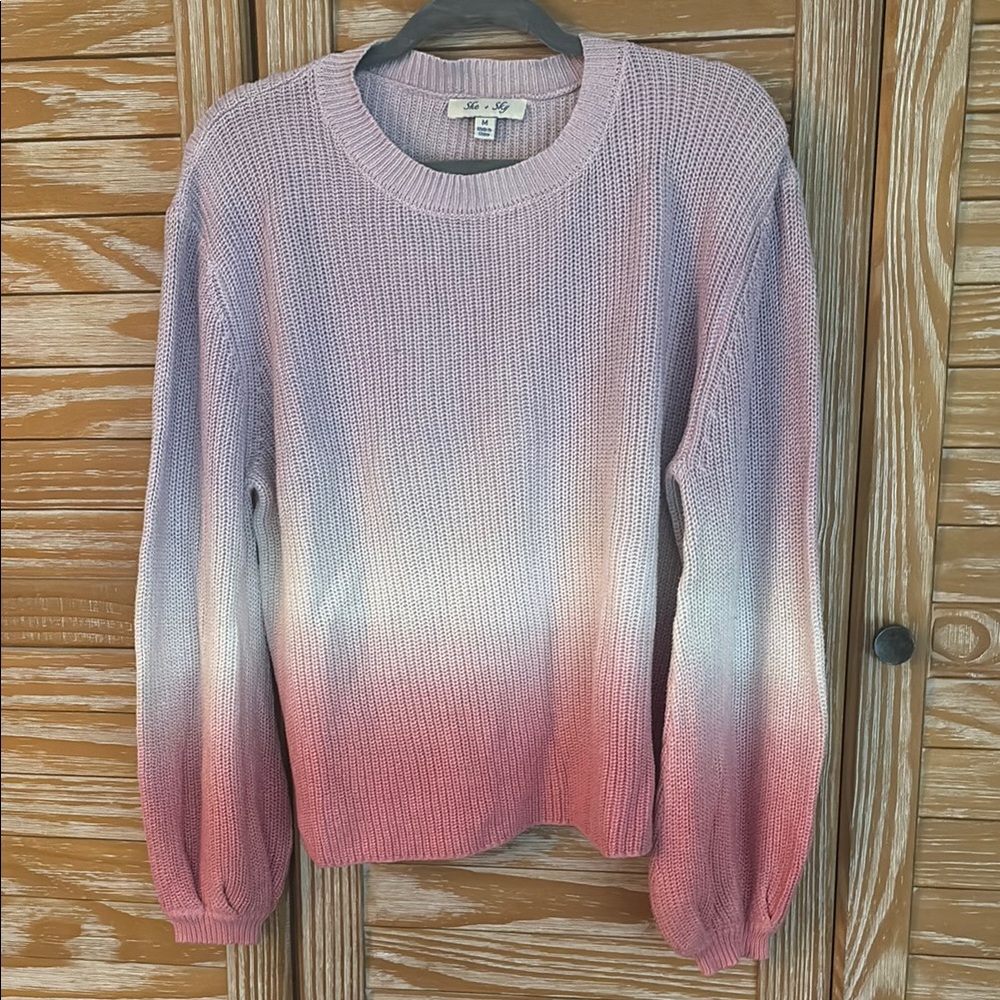 Gradient Pink and White Sweater